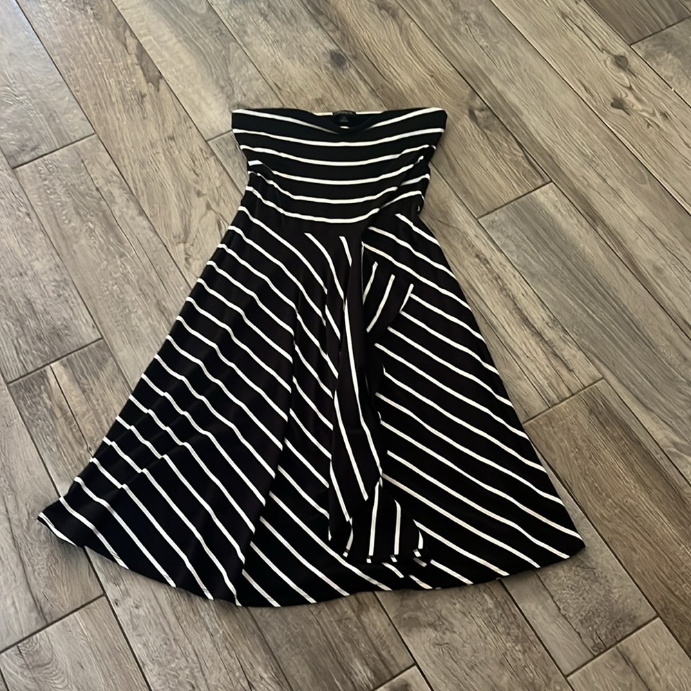 EUC Ann Taylor strapless striped dress, sz XS